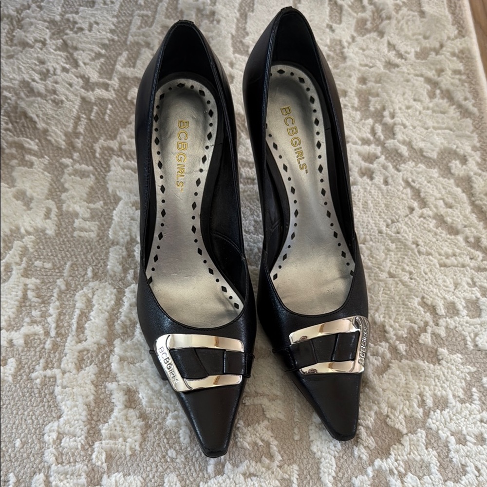 BCBGirls Black Heels with Silver Buckle